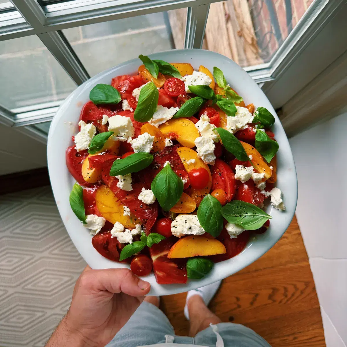 Tomato and Peach Salad with Goat Cheese