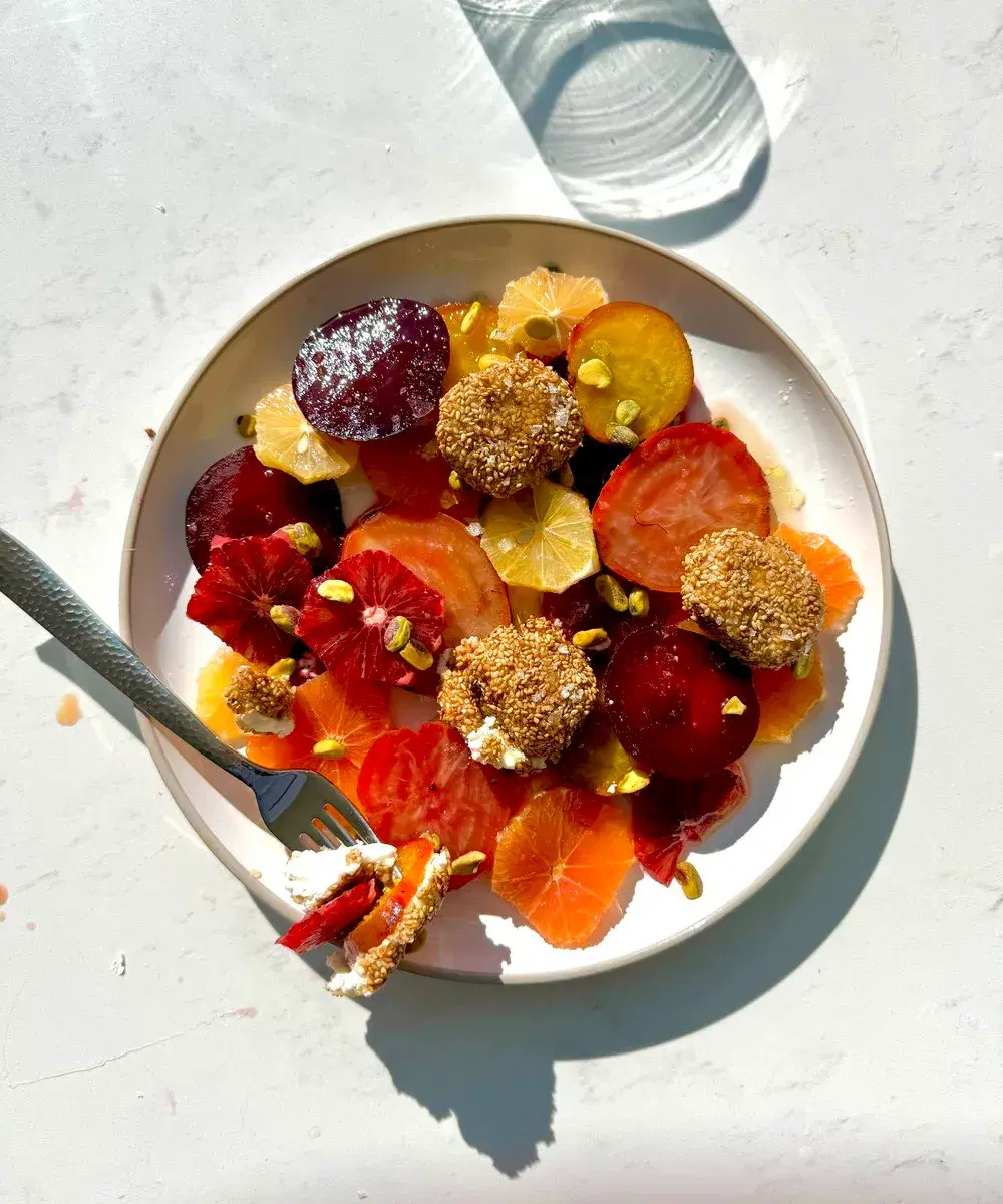 Beet Citrus Salad with Sesame Goat Cheese