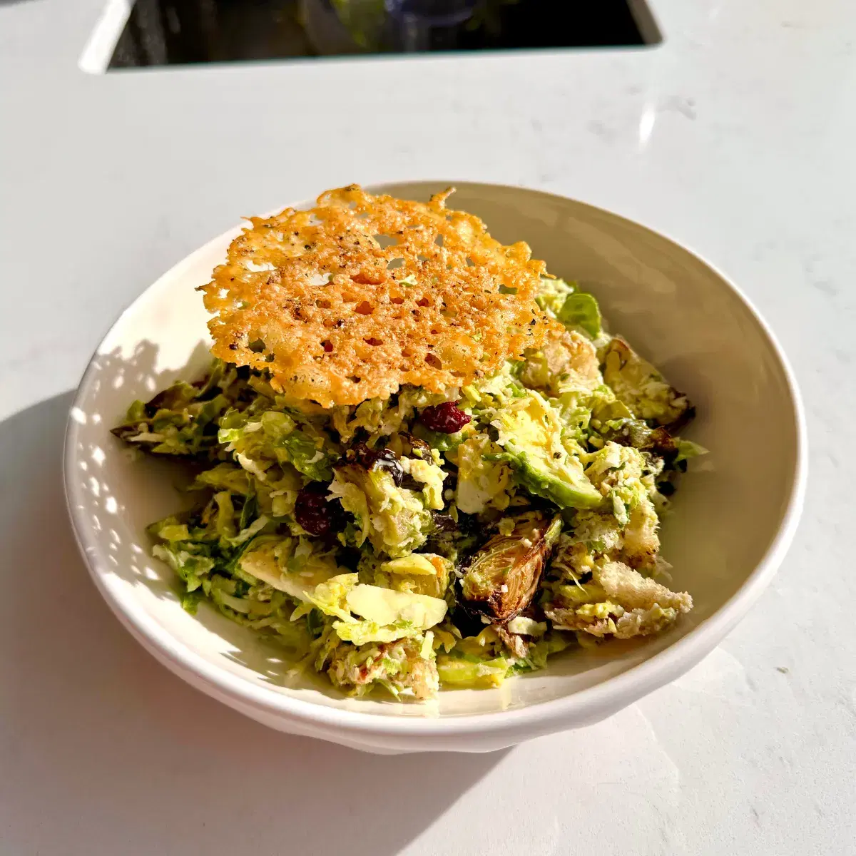 Brussels Sprout Caesar with Parm Crisps
