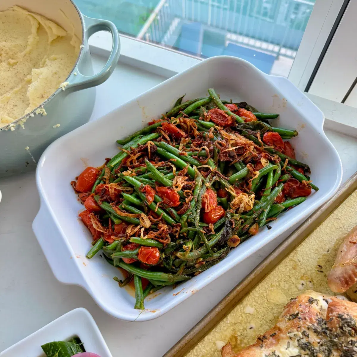 Sautéed Green Beans with Burst Tomatoes and Shallots