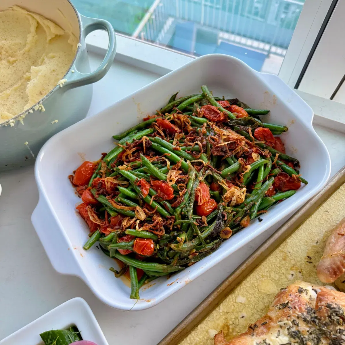 Sautéed Green Beans with Burst Tomatoes and Shallots