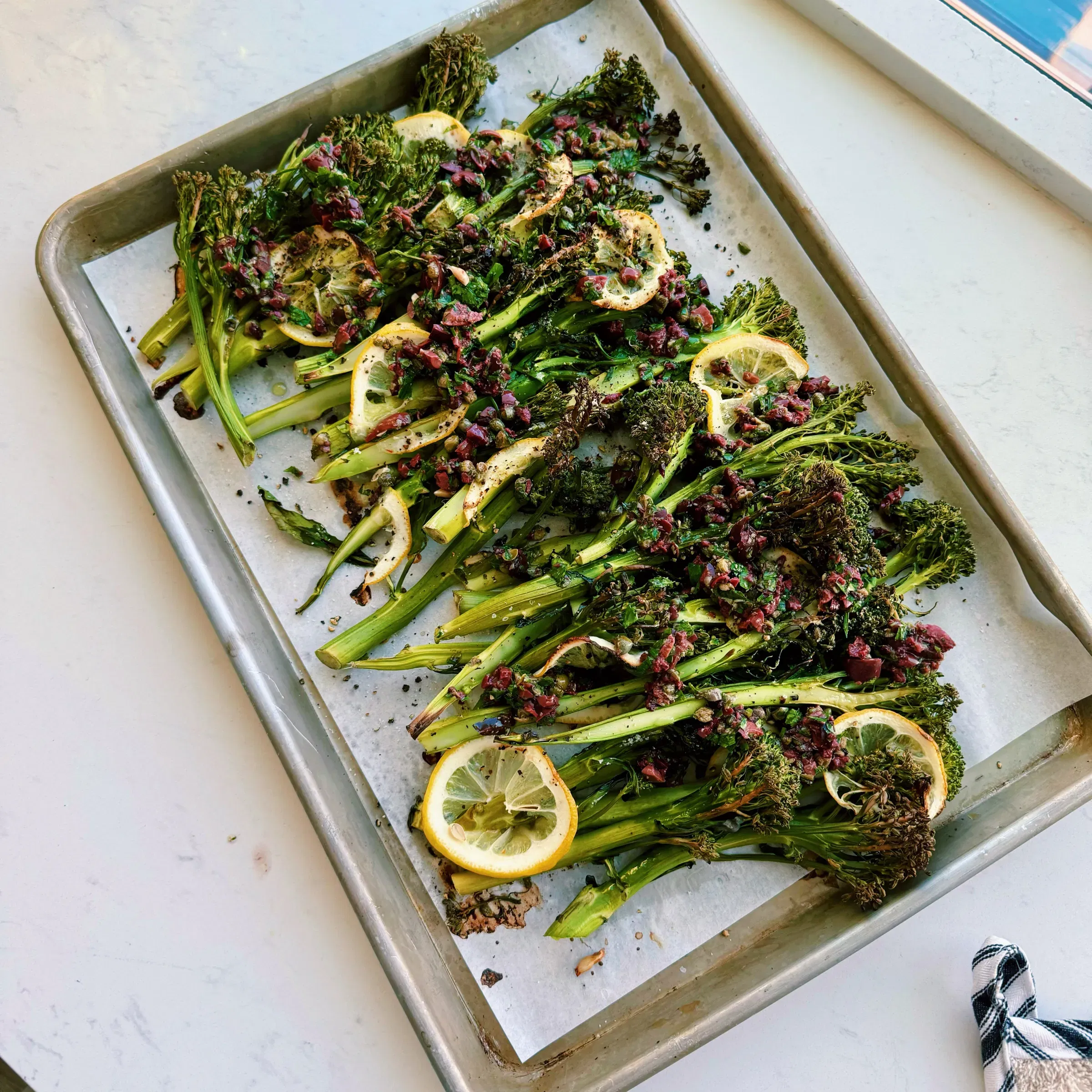 Roasted Broccolini with Lemon and Olives