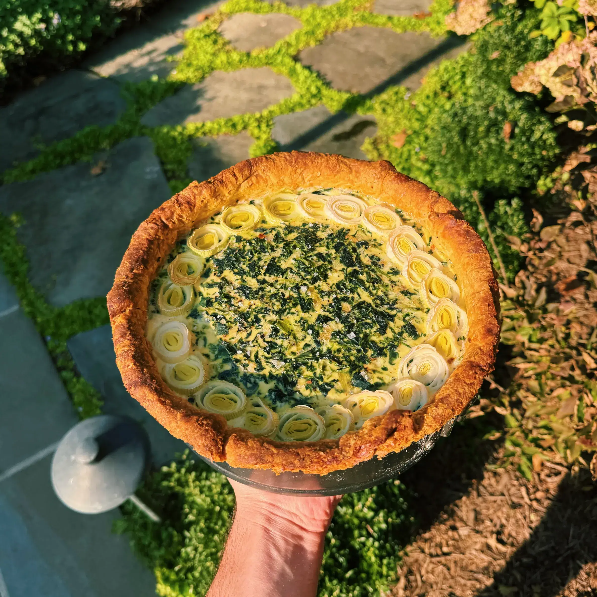 Deep Dish Quiche with Leek, Gruyere & Spinach
