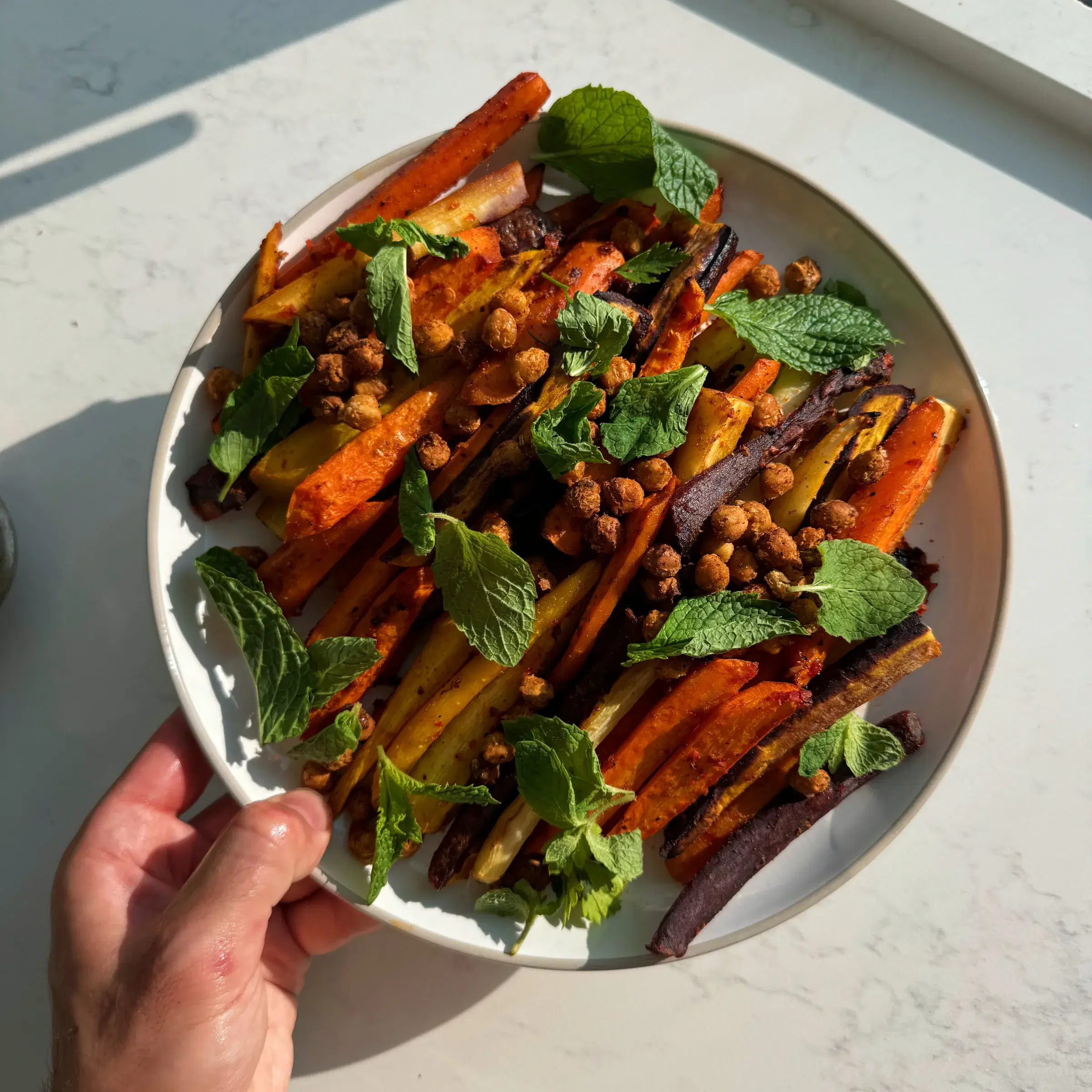 Harissa Carrots with Yogurt and Crispy Chickpeas