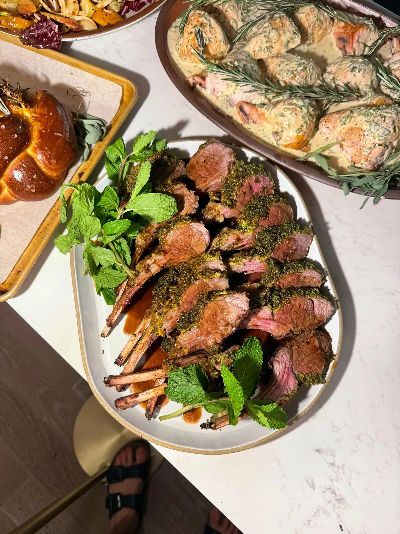 Mint-Crusted Lamb Chops with Pomegranate Butter Drizzle