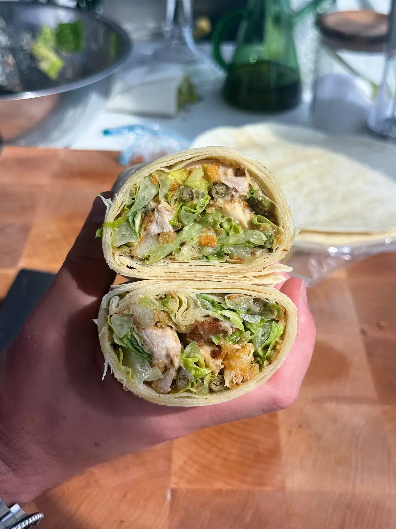 Chicken Caesar Wraps with Seared Artichoke Hearts & Capers