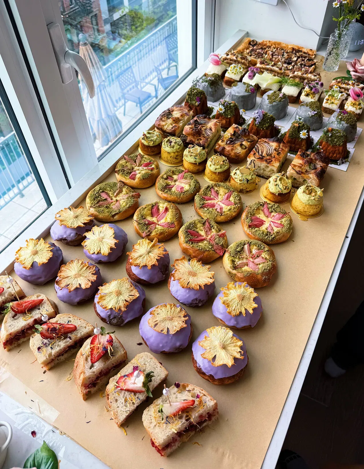 Lavender Brioche Donuts with Pineapple Flowers