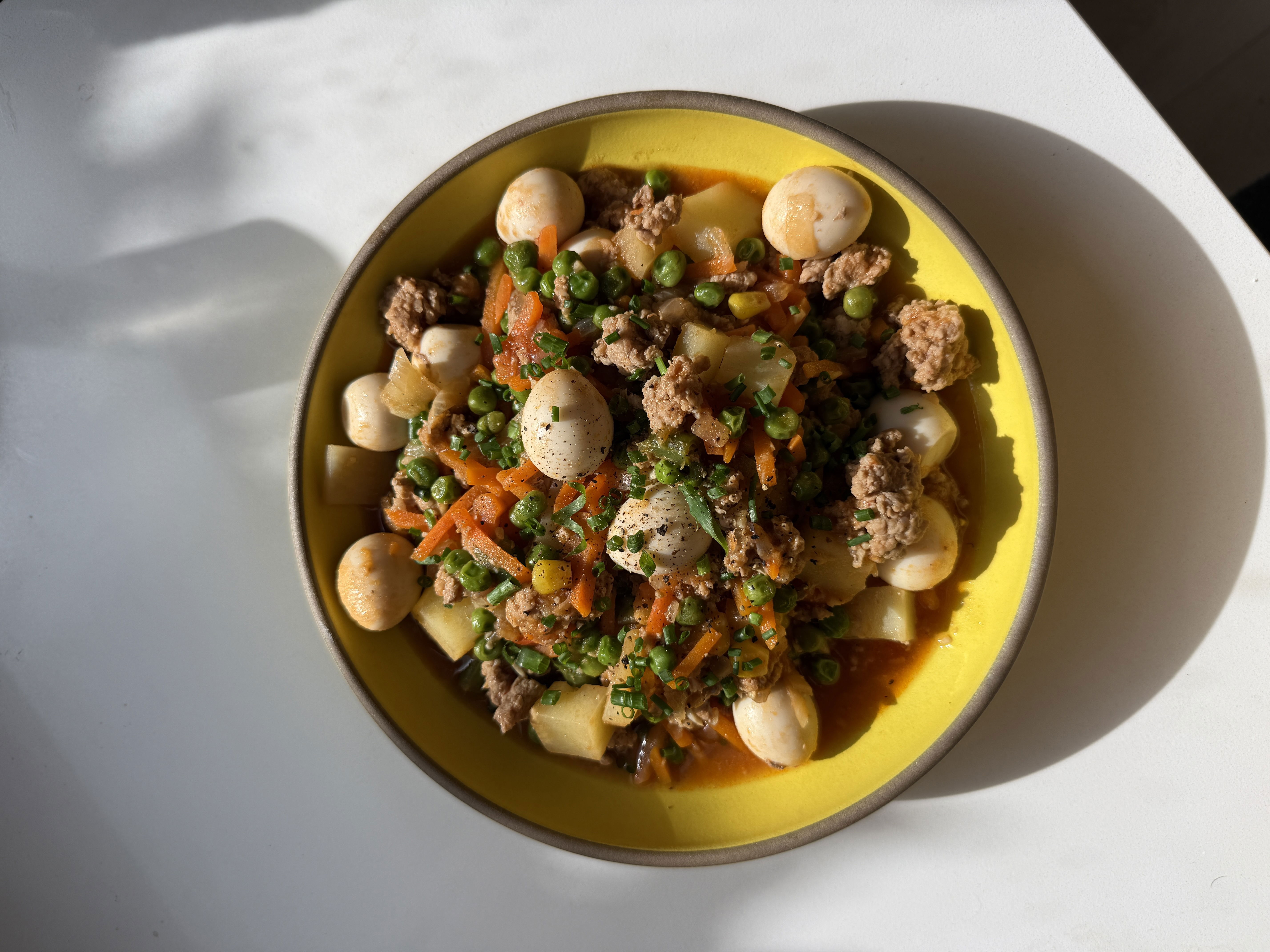 Filipino Picadillo with Quail Eggs 