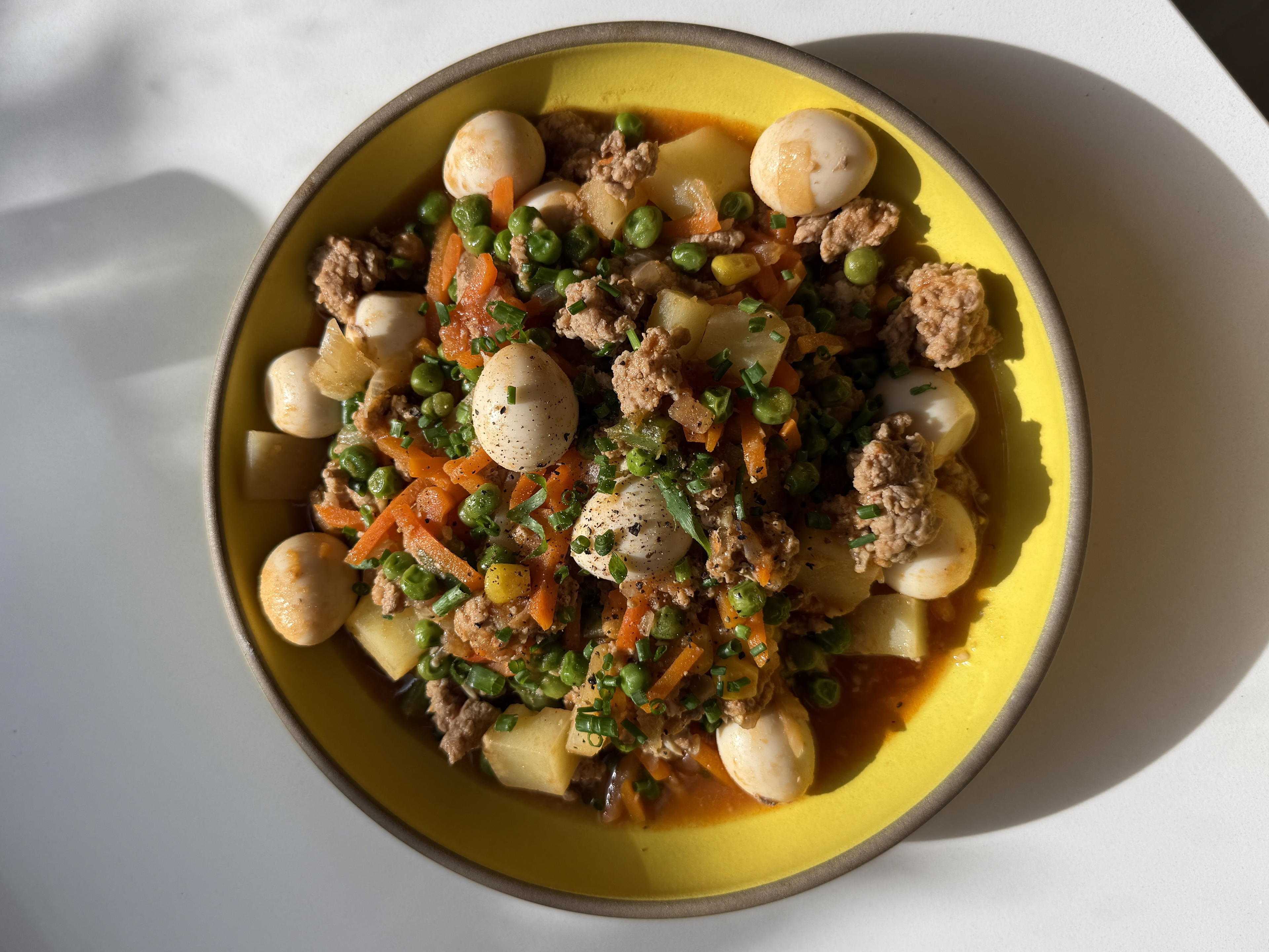 Filipino Picadillo with Quail Eggs
