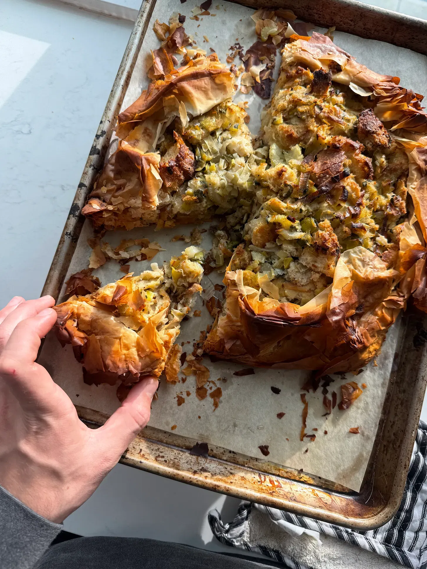 Sage-leek Stuffing Filo Galette