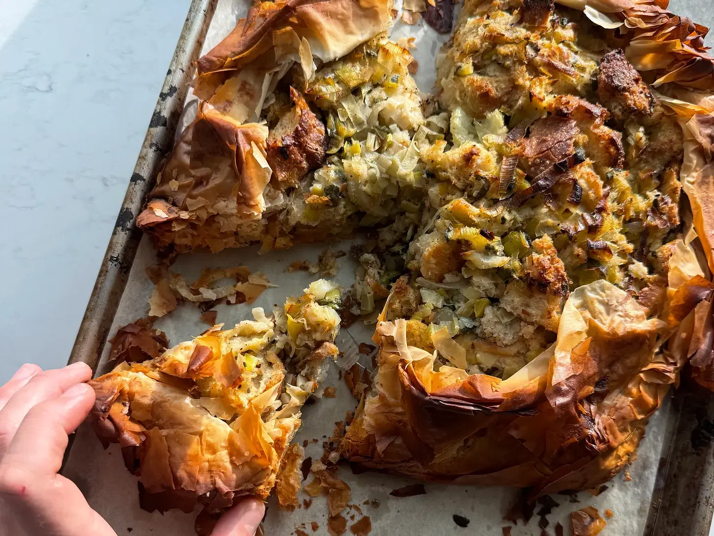 Sage-leek Stuffing Filo Galette
