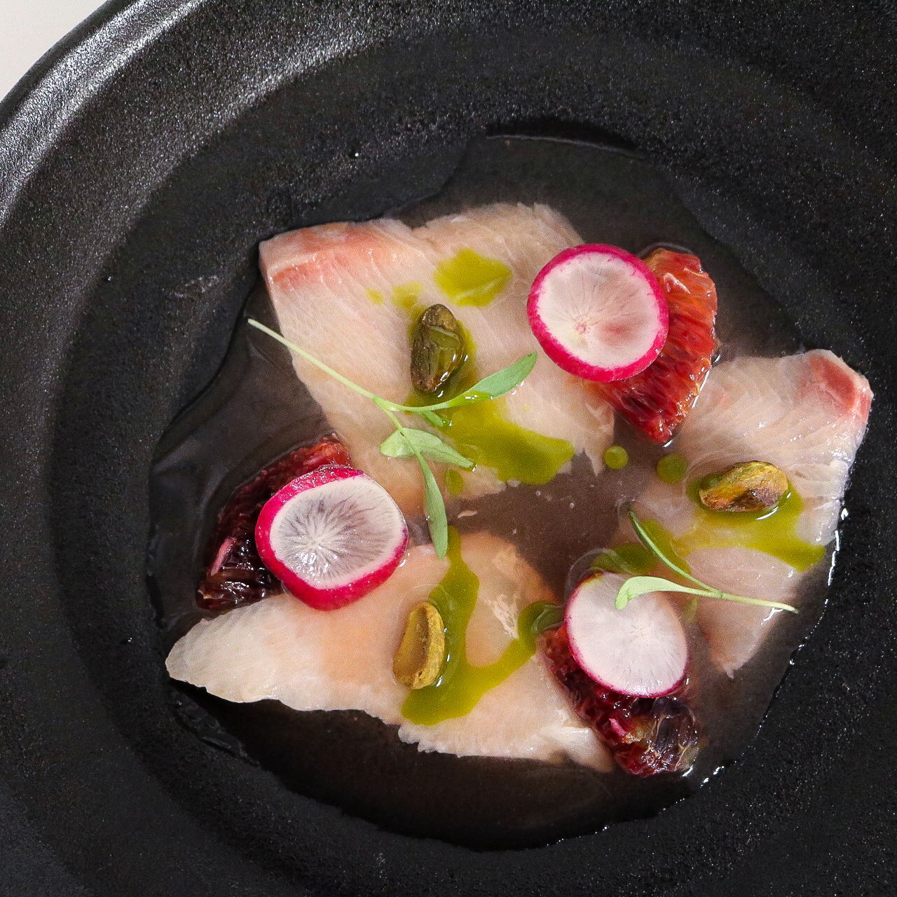 Hamachi Crudo with Tomato Water