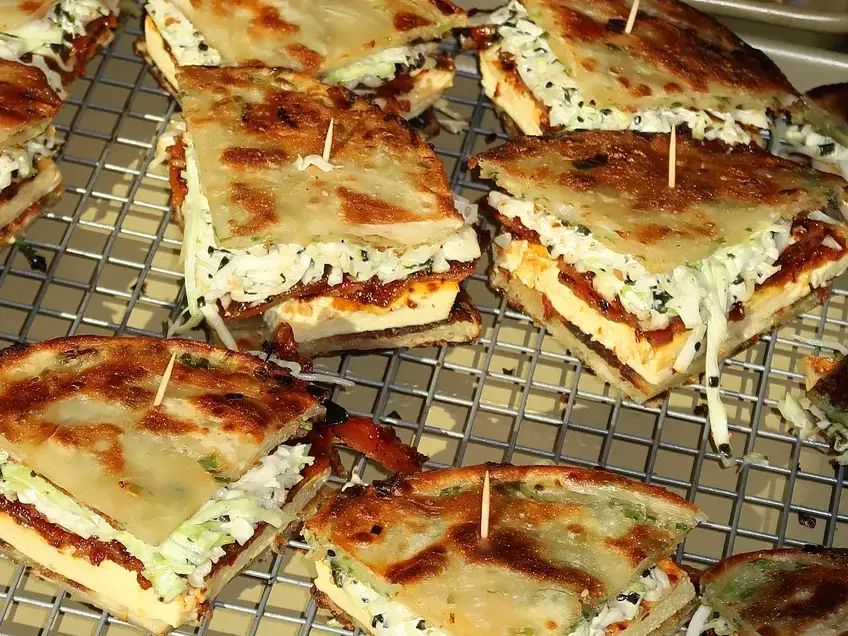 Scallion Pancake Bacon & Egg Sandwiches