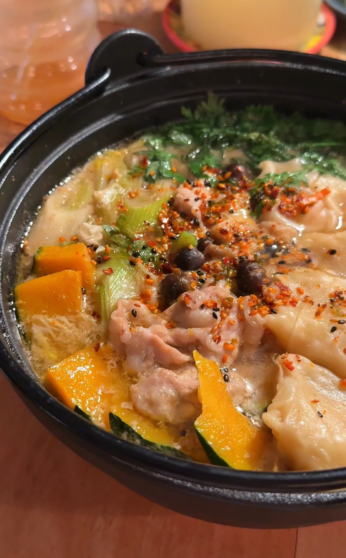 Japanese Sesame Hot Pot with Pork and Vegetables