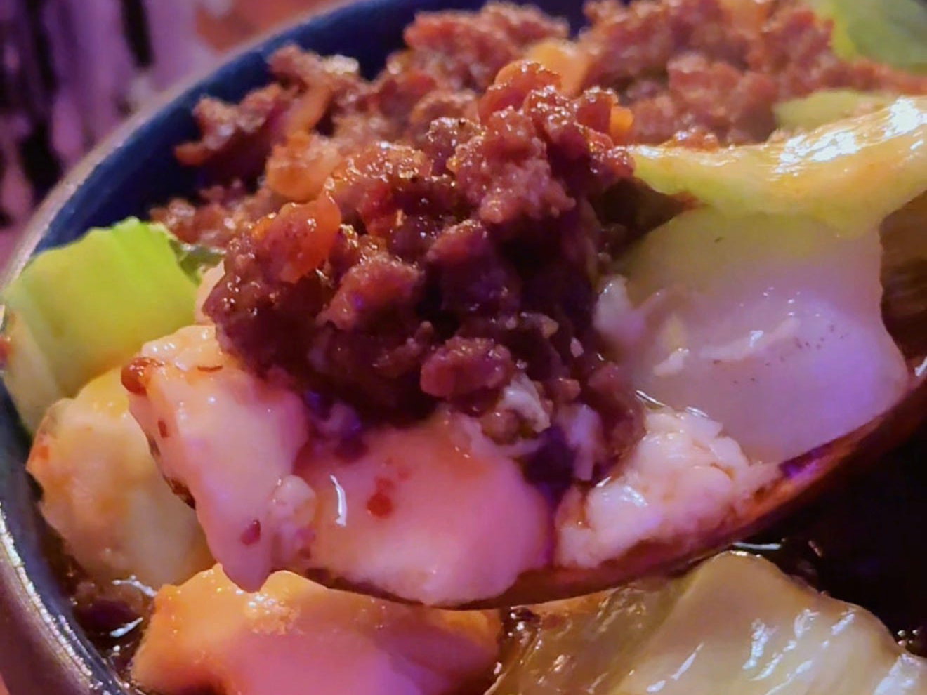 Spicy Sichuan Beef over Silky Steamed Eggs