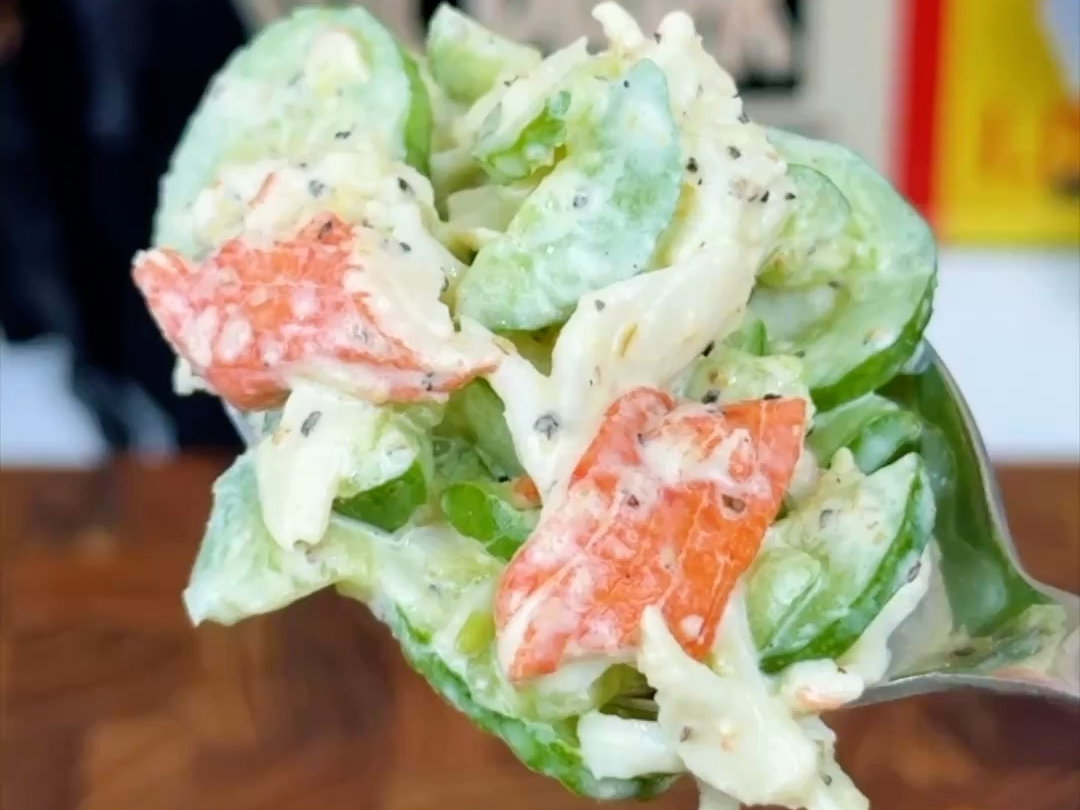 Cucumber Salad with Kewpie, Greek Yogurt, Lemon Pepper & Imitation Crab
