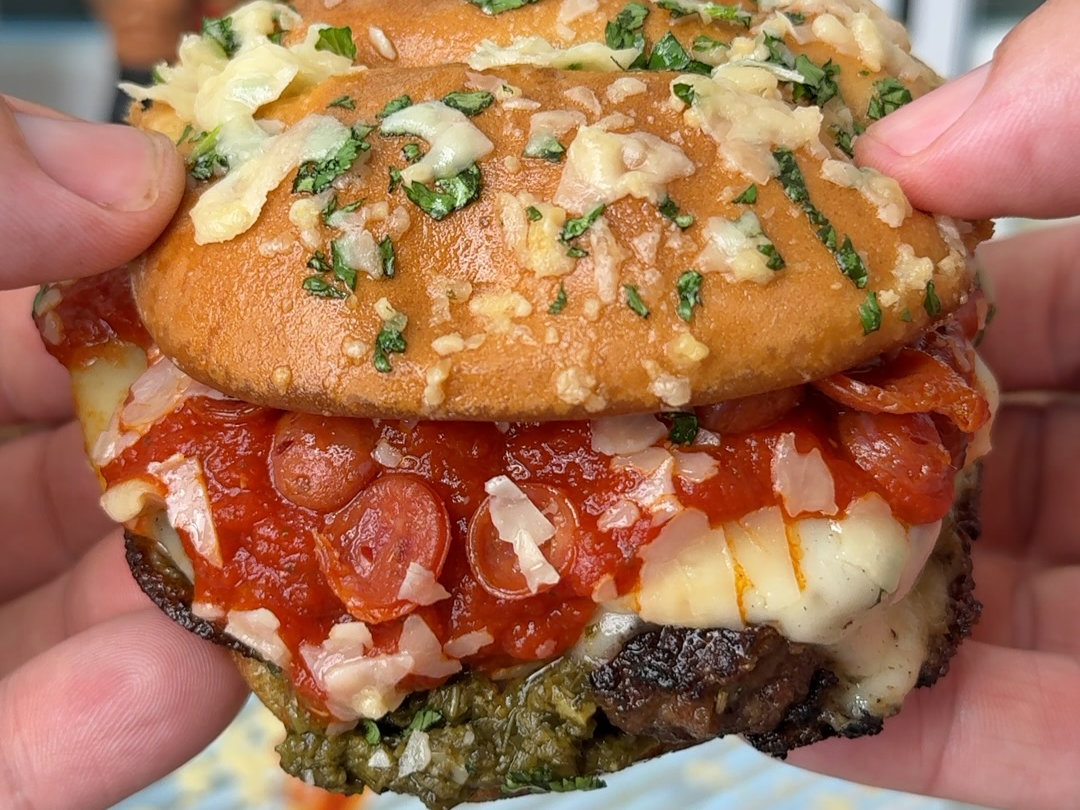 Smashed Meatball Pesto Sandwich