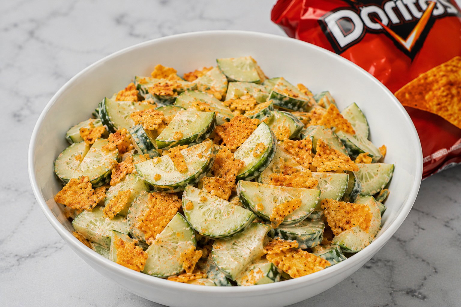 Creamy Doritos Taco Cucumber Salad