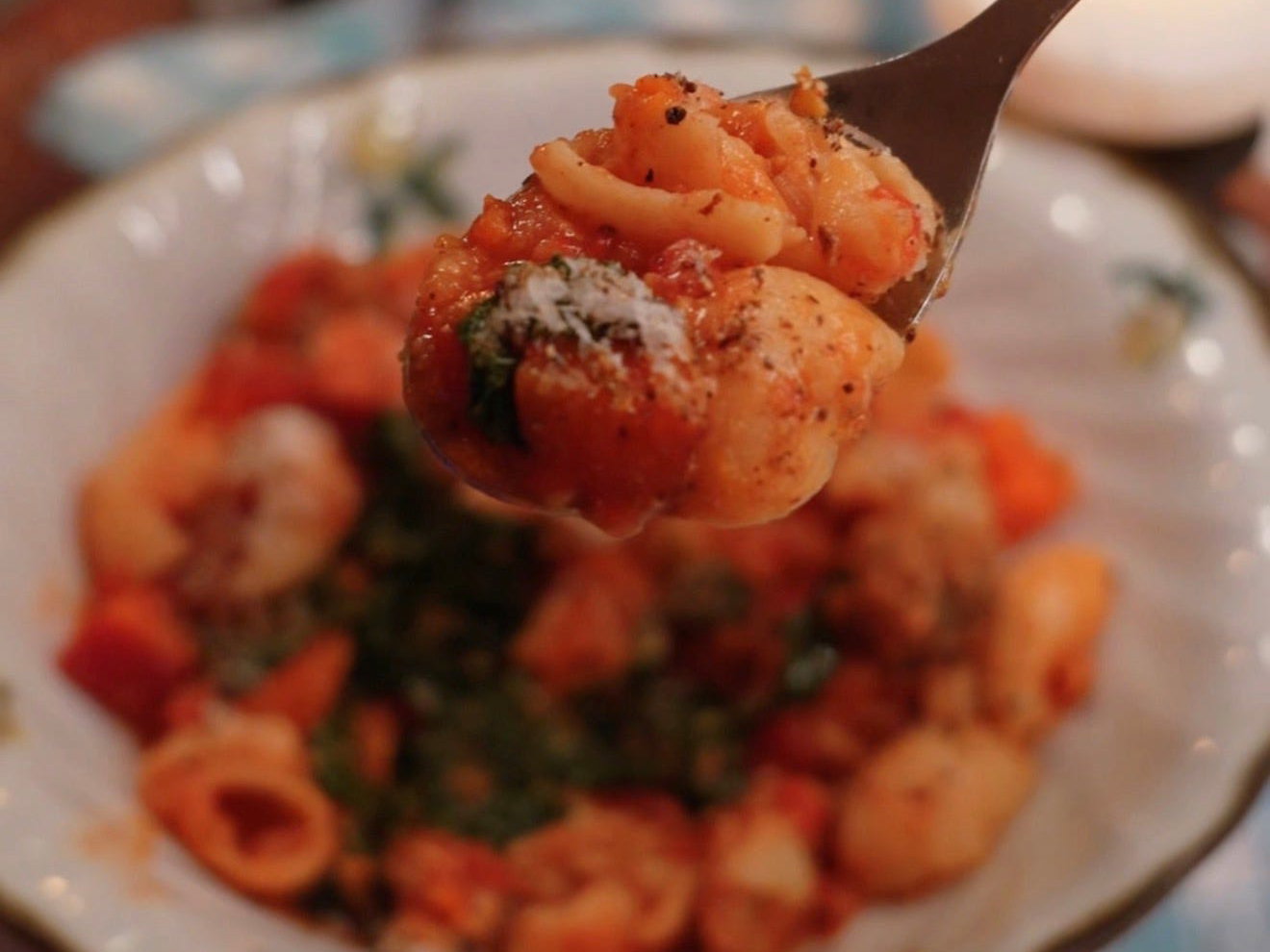 Italian Sausage, Sweet Potato, and Chickpea Pasta Stew