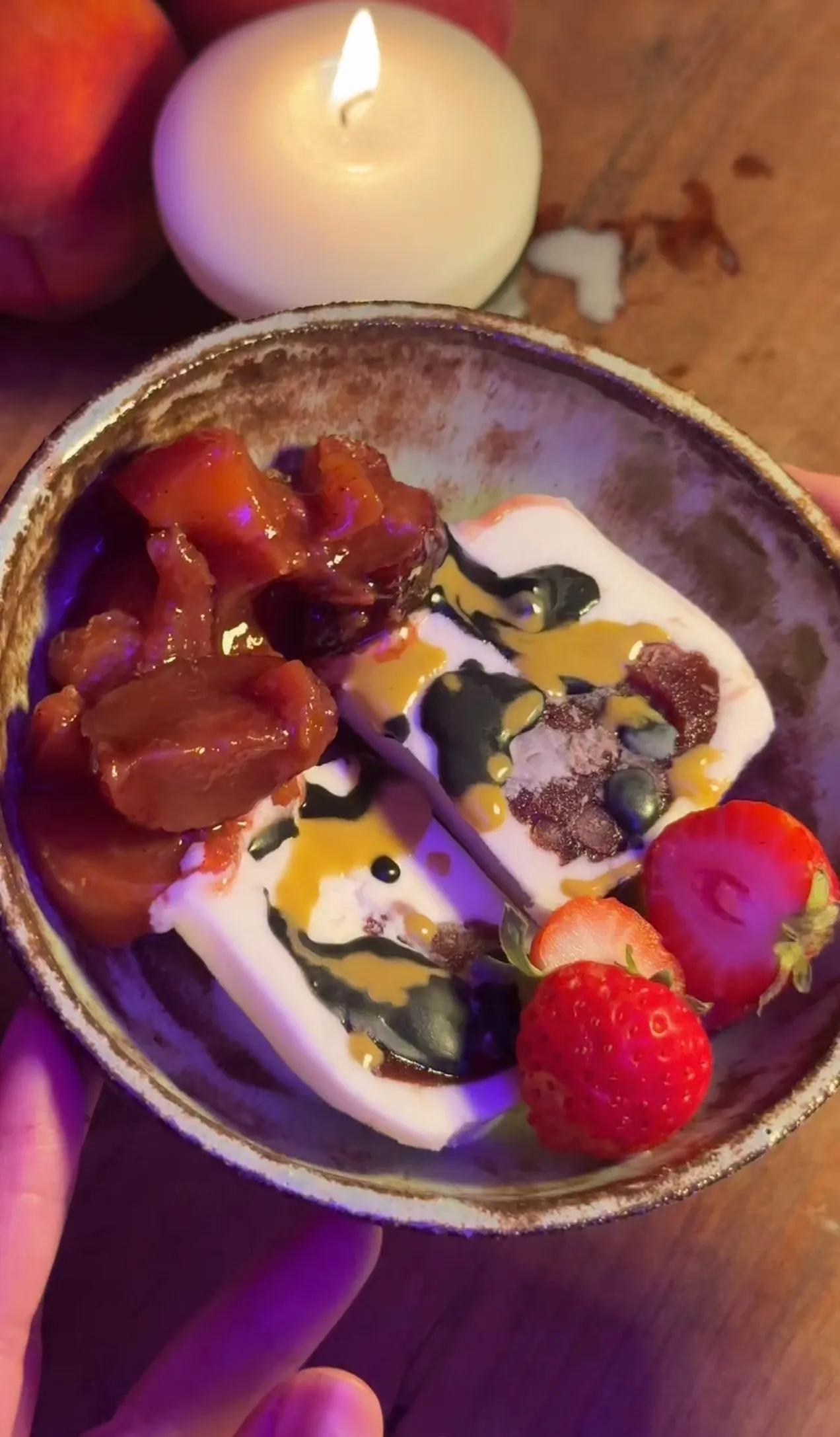 Red Bean Sundae with Peach Jujube Compote