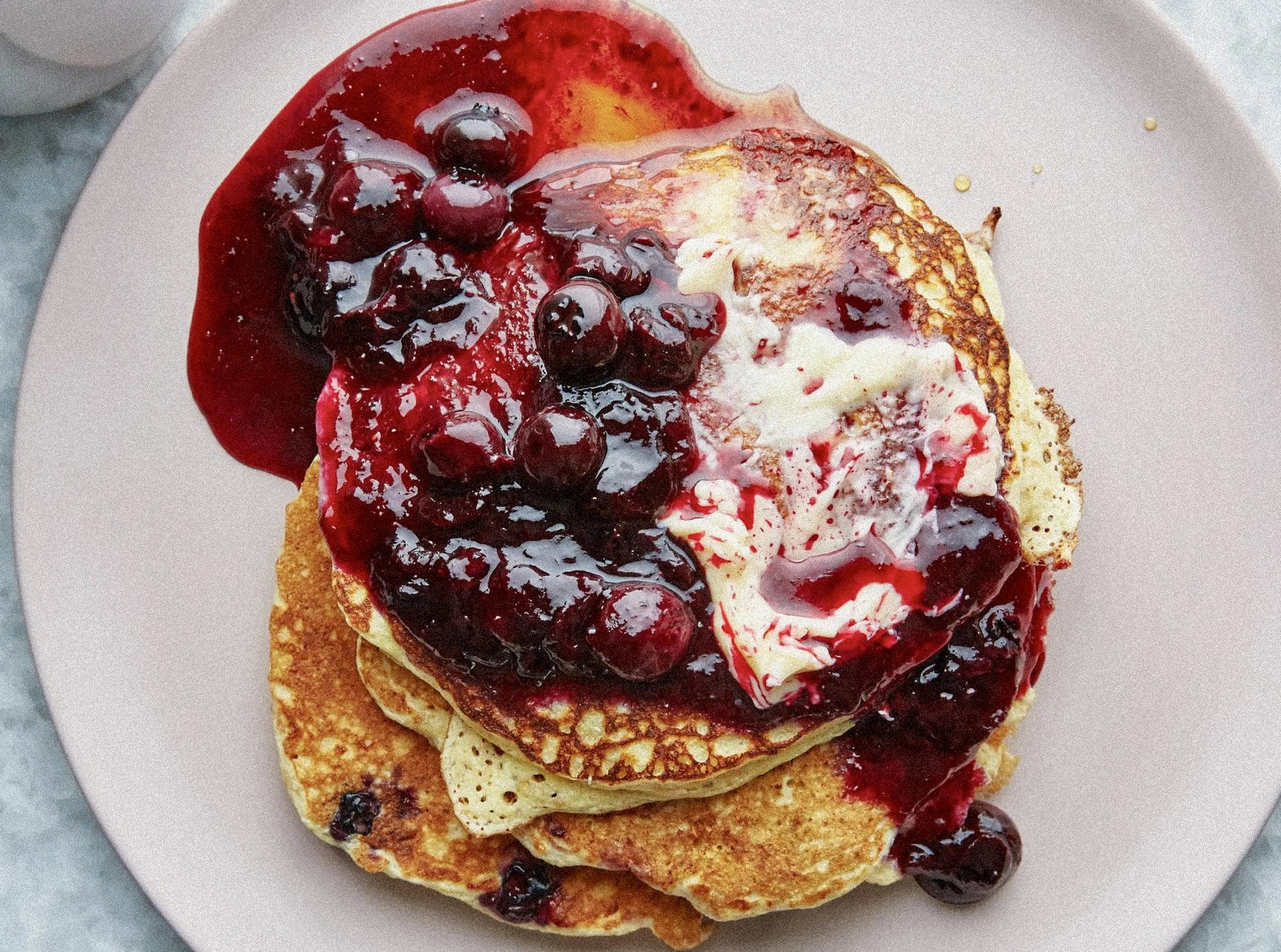 Ricotta Pancakes with Blueberry-Lemon Compote