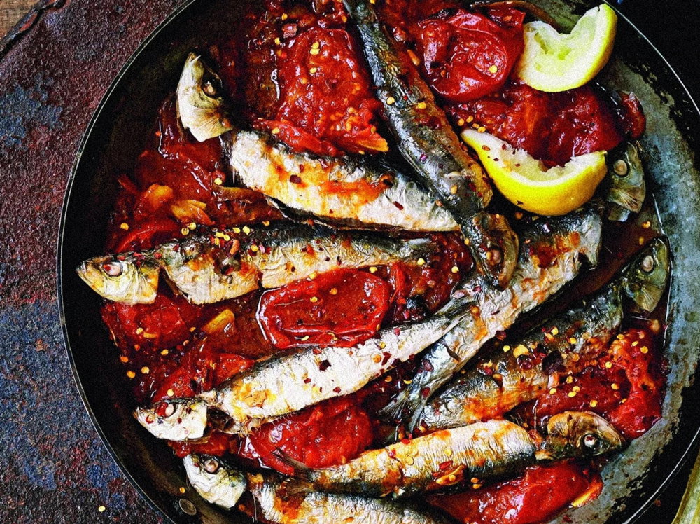 Grilled Sardines In Spiced Roasted Tomato Sauce