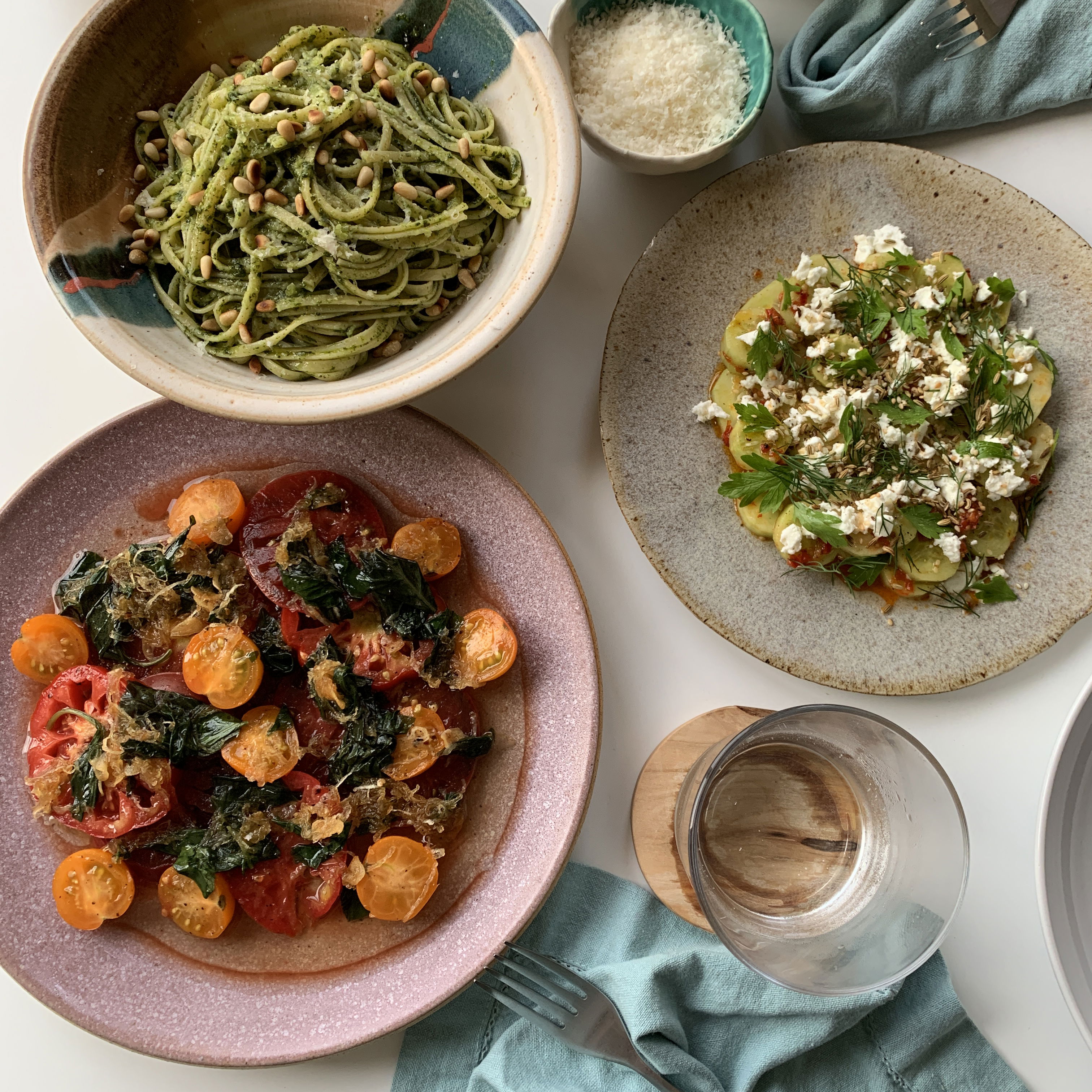 Grilled Tomatoes Pesto Pasta