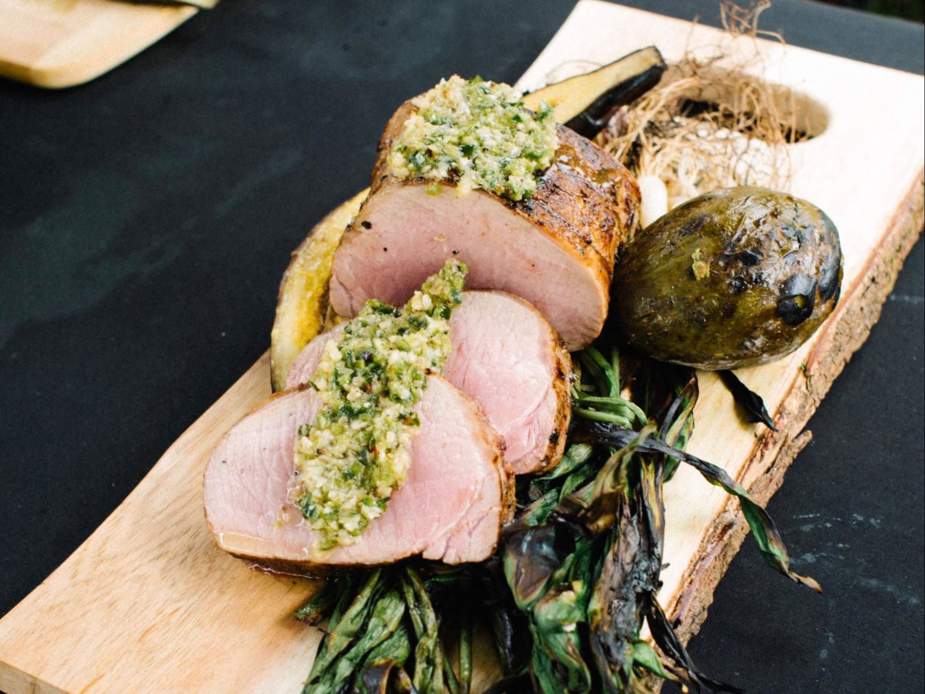 Pork Loin with Scallion-Cilantro Relish
