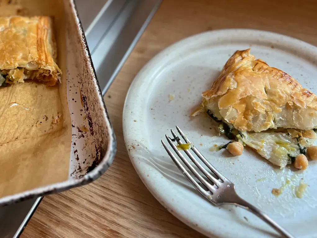 Leek, Chickpea, & Spinach Slab Pie