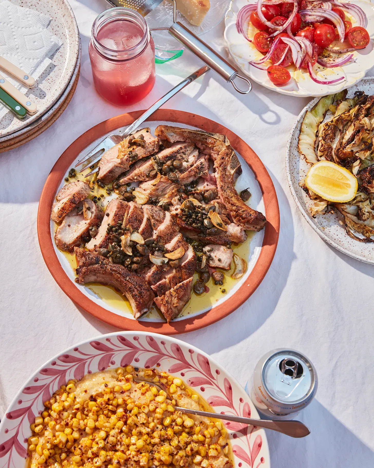 Pork Chop with Capers and Caramelized Cabbage
