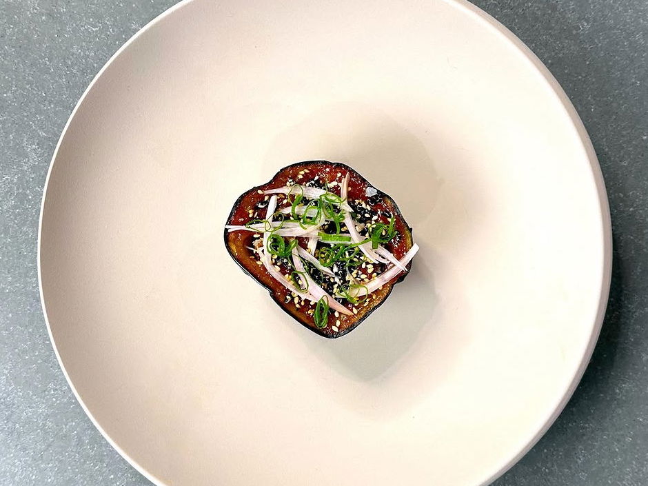 Roasted Gochujang Eggplant (Savory Crème Brûlée Style)